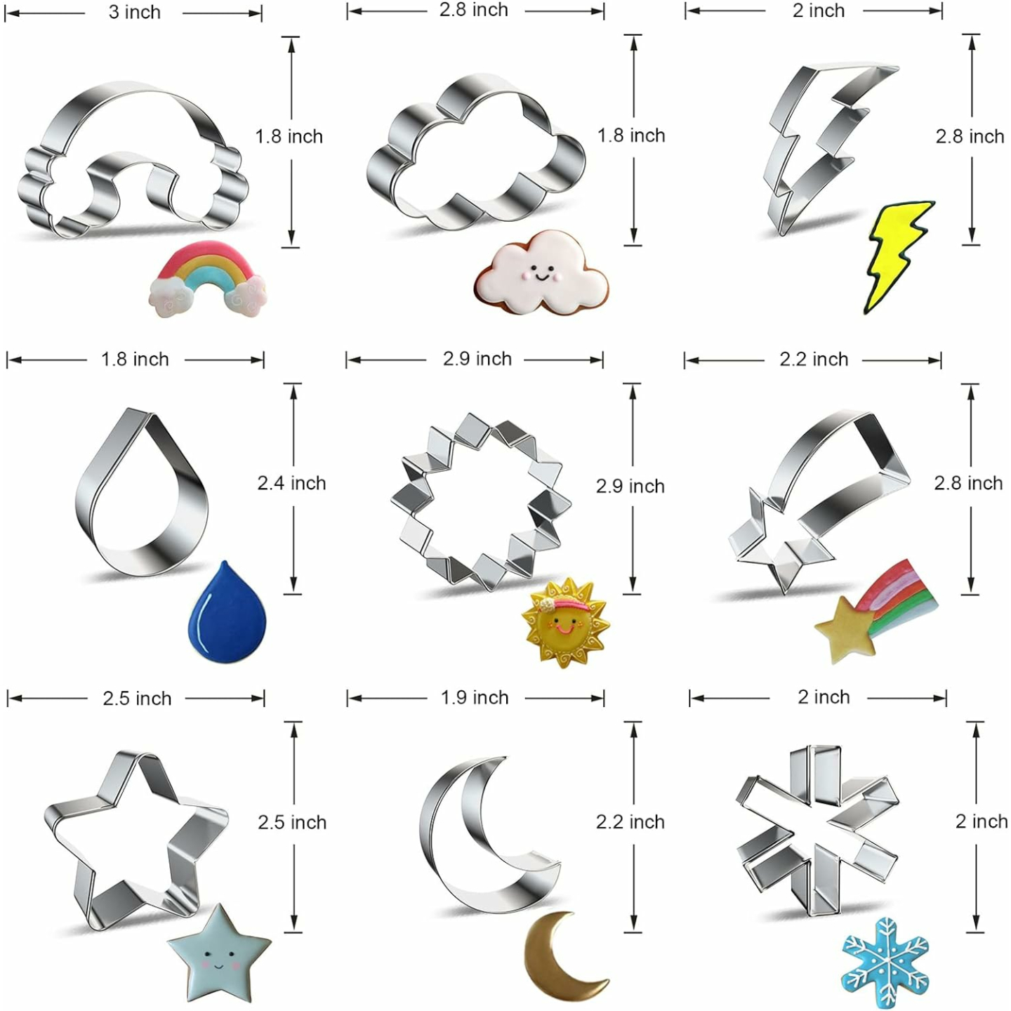 9-Piece Weather Cookie Cutter Set for Baking Fun