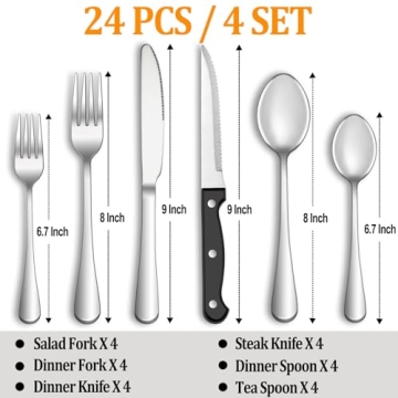 Elegant 24 Pcs Silverware Set Perfect for Every Occasion
