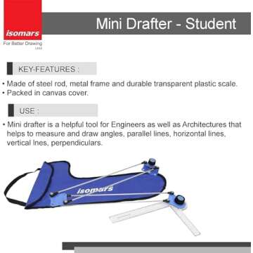Drafting-Arm-Vintage-Board Master-Drafting-Machine Mini Drafter & Cover Mini Drafter - Professional Creative Engineering Student