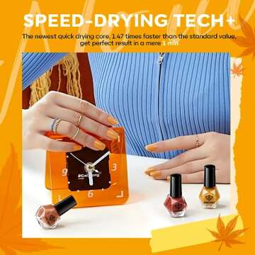 modelones Nail Polish Set 6 Colors Fall Winter Gold Yellow Glitter Nail Polish Kit Orange Red Yellow Quick Dry Nail Polish Manicure Nail Art Manicure DIY Home Salon Gift for Women Mom