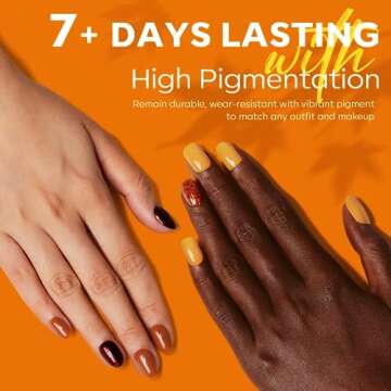 modelones Nail Polish Set 6 Colors Fall Winter Gold Yellow Glitter Nail Polish Kit Orange Red Yellow Quick Dry Nail Polish Manicure Nail Art Manicure DIY Home Salon Gift for Women Mom