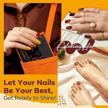 modelones Nail Polish Set 6 Colors Fall Winter Gold Yellow Glitter Nail Polish Kit Orange Red Yellow Quick Dry Nail Polish Manicure Nail Art Manicure DIY Home Salon Gift for Women Mom