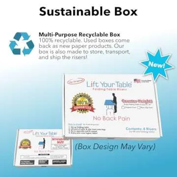 Lift Your Table® Folding Table Risers - Counter Height (for Straight Leg Design) - Made in The USA, Durable, Sturdy, Portable, Easy-to-Use Extensions Raise Straight Leg Folding Tables (Set of 4)