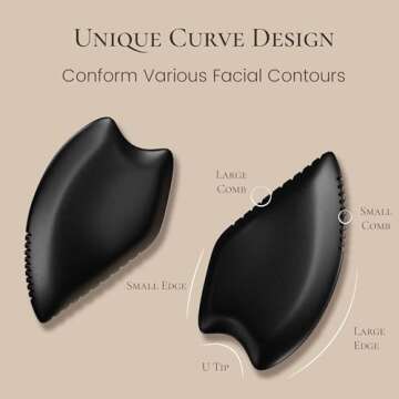 THLHKD Gua Sha Facial Tool: Black Jade Stone Face Gua-Sha Tools, Natural Bian Stones Full Body Massa...