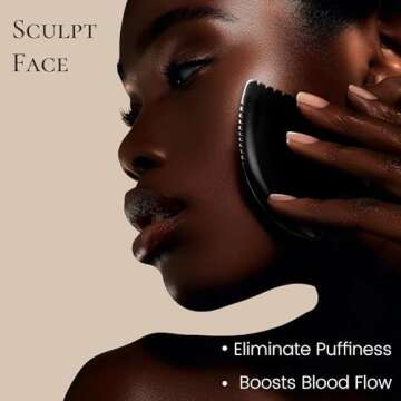 THLHKD Gua Sha Facial Tool: Black Jade Stone Face Gua-Sha Tools, Natural Bian Stones Full Body Massage Tool for Neck/Shoulder/Back/Leg