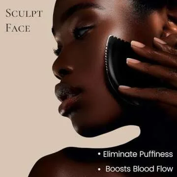 THLHKD Gua Sha Facial Tool: Black Jade Stone Face Gua-Sha Tools, Natural Bian Stones Full Body Massage Tool for Neck/Shoulder/Back/Leg