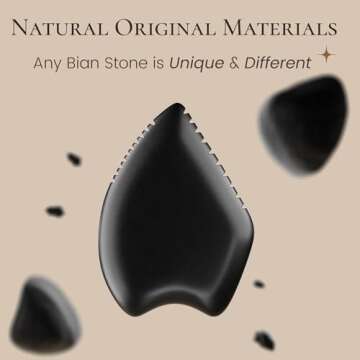 THLHKD Gua Sha Facial Tool: Black Jade Stone Face Gua-Sha Tools, Natural Bian Stones Full Body Massage Tool for Neck/Shoulder/Back/Leg