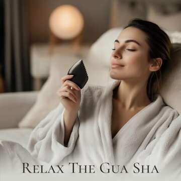 THLHKD Gua Sha Facial Tool: Black Jade Stone Face Gua-Sha Tools, Natural Bian Stones Full Body Massage Tool for Neck/Shoulder/Back/Leg