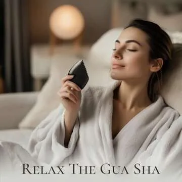 THLHKD Gua Sha Facial Tool: Black Jade Stone Face Gua-Sha Tools, Natural Bian Stones Full Body Massage Tool for Neck/Shoulder/Back/Leg