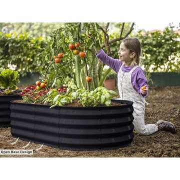 Galvanized Raised Garden Beds Outdoor // 4×2×1 ft (2-Pack) Planter Raised Beds for Gardening, Vegetables, Flowers // Large Metal Garden Box (Black) // Patent Pending Tool-Free Assembly