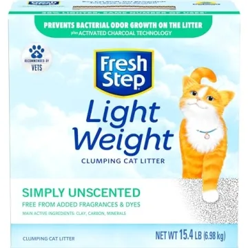 Fresh Step Simply Unscented Light Weight Clumping Litter, Fresh Step Unscented Cat Litter With Activated Charcoal Technology, 15.4 lb. Box