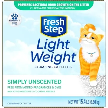 Fresh Step Simply Unscented Light Weight Clumping Litter, Fresh Step Unscented Cat Litter With Activated Charcoal Technology, 15.4 lb. Box