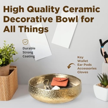 Elegant Gold-plated Ceramic Bowl for Home Decor