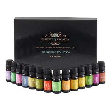 Set of Top 14 Aromatherapy Essential Oils 100% Pure (10ml Each) - Therapeutic Grade Oil (downloadable Diffuser Recipe Book) Ideal for Massage, Diffusers, Humidifiers + Perfect Gifts for All