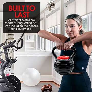 7LAMBDA7 Adjustable Kettlebell Set 10 LB – 40 LB, Home Gym or Office Strength Training Equipment, ...