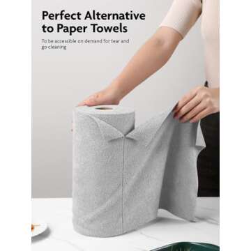 Fantasticlean Microfiber Cleaning Cloth Roll -40 Pack, Tear Away Microfiber Towels, 12" x 12", Reusable, Washable, Scratch Free, Ultra Absorbent Dish Rags for Car, Home, Garage or Shop (Grey)