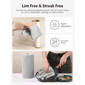 Fantasticlean Microfiber Cleaning Cloth Roll -40 Pack, Tear Away Microfiber Towels, 12" x 12", Reusable, Washable, Scratch Free, Ultra Absorbent Dish Rags for Car, Home, Garage or Shop (Grey)