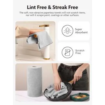 Fantasticlean Microfiber Cleaning Cloth Roll -40 Pack, Tear Away Microfiber Towels, 12" x 12", Reusable, Washable, Scratch Free, Ultra Absorbent Dish Rags for Car, Home, Garage or Shop (Grey)