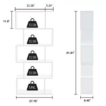 Yusong 5-Tier Geometric Bookshelf for Stylish Storage