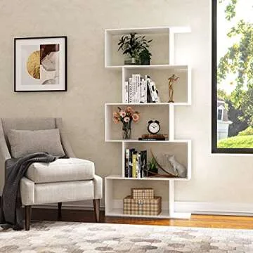 Yusong 5-Tier Geometric Bookshelf for Stylish Storage
