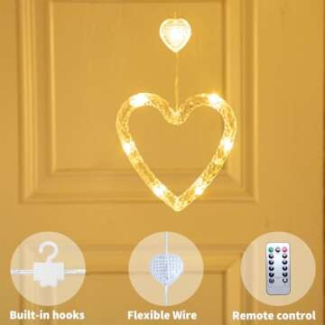 YOLIGHT Heart Curtain Lights 9.8ft USB Valentines Decoration