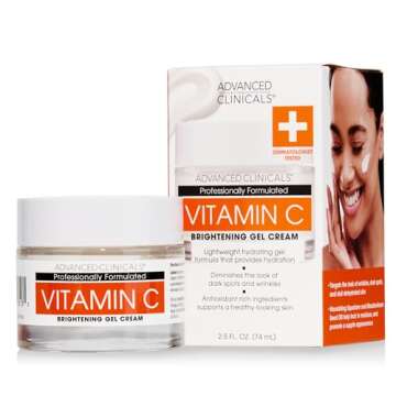 Advanced Clinicals Vitamin C Face Cream Moisturizer Skin Care Facial Lotion, Potent Vitamin C Gel Cream For Face Targets Dry Skin, Age Spots, Wrinkles, Hyperpigmentation, & Sun Damaged Skin, 2.5 Fl Oz