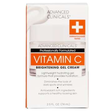 Advanced Clinicals Vitamin C Face Cream Moisturizer Skin Care Facial Lotion, Potent Vitamin C Gel Cream For Face Targets Dry Skin, Age Spots, Wrinkles, Hyperpigmentation, & Sun Damaged Skin, 2.5 Fl Oz