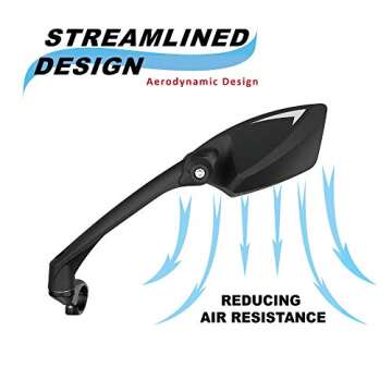 MEACHOW New Scratch Resistant Glass Lens Bike Mirror - Rotatable Rearview Mirror (Silver Left Side) ...