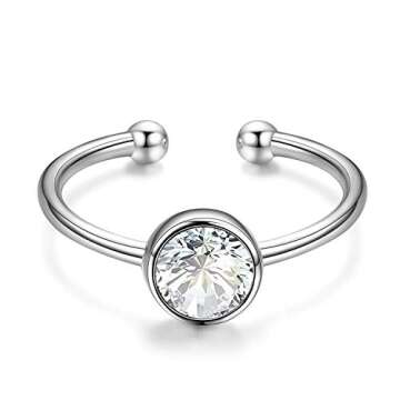 AOBOCO Adjustable April Birthstone Ring - Elegant Jewelry Gift