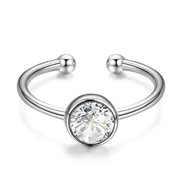 AOBOCO Adjustable April Birthstone Ring - Elegant Jewelry Gift