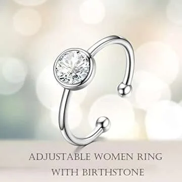 AOBOCO Adjustable April Birthstone Ring - Elegant Jewelry Gift