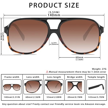 YDAOWKN Stylish UV400 Retro Aviator Sunglasses