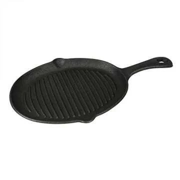 Jim Beam JB0159, Heavy Duty Construction, Pre Seasoned Cast Iron Skillet with Wooden Base and Mitt, Black,Small