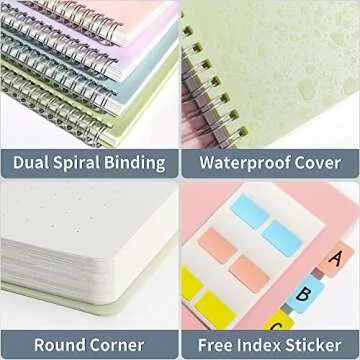 SUNEE 4 Pack Dotted Spiral Notebooks for Creative Note-Taking