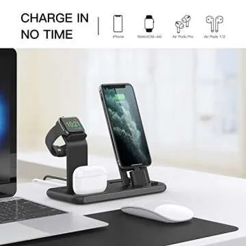 Conido 3 in 1 Charging Station for Apple Products, Stand for Apple Watch 7/SE/6/5/4/3/2/1, for AirPods Pro/3/2/1 Charging Dock, Charger Station for iPhone 13/12 mini/12 Pro Max/11Pro Max/XS Max/8Plus