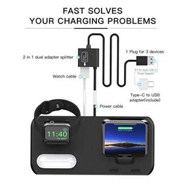Conido 3 in 1 Charging Station for Apple Products, Stand for Apple Watch 7/SE/6/5/4/3/2/1, for AirPods Pro/3/2/1 Charging Dock, Charger Station for iPhone 13/12 mini/12 Pro Max/11Pro Max/XS Max/8Plus