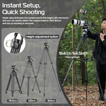 ULANZI VideoFast Heavy Duty Carbon Tripod Kit, 64.5”