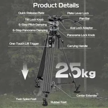 ULANZI VideoFast Heavy Duty Carbon Tripod Kit, 64.5”