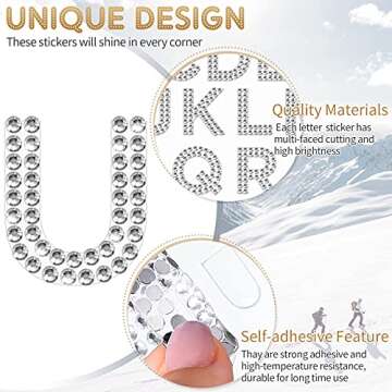 88 Rhinestone Glitter Letter Stickers for DIY Crafts