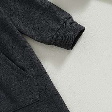 AEEMCEM Newborn Baby Boy Girl Clothes Solid Color Zip Up Long Sleeve Hooded Romper Jumpsuit Coverall Fall Winter Outfit (A-Black&Gray, 6-12 Months)