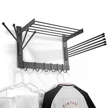 BATODA Space-Saving Wall-Mounted Laundry Clothes Drying Rack for Easy Organizing