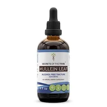 Secrets of the Tribe Mullein Leaf Alcohol-Free Liquid Extract - Natural Respiratory Support Tincture...