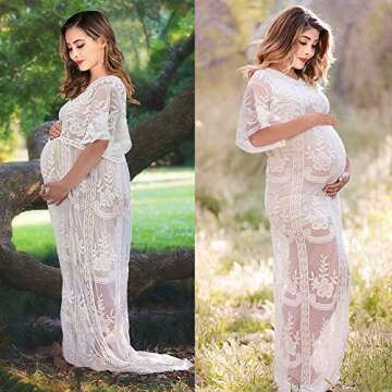 Elegant Lace Maternity Gown for Beautiful Photography Moments