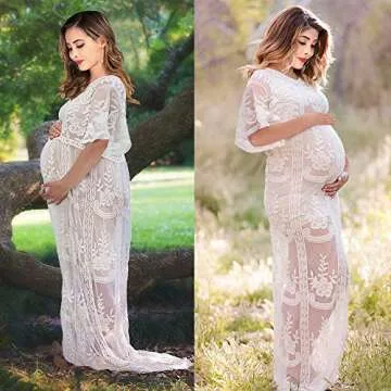 Elegant Lace Maternity Gown for Beautiful Photography Moments