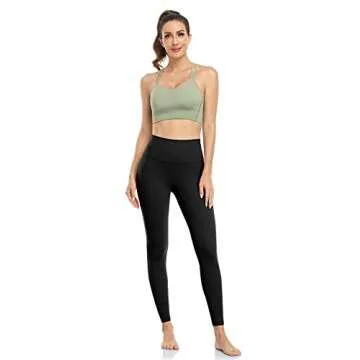 HeyNuts Pure&Plain 7/8 High Waisted Leggings for Women, Athletic Compression Tummy Control Workout Yoga Pants 25'' Black XL(14)