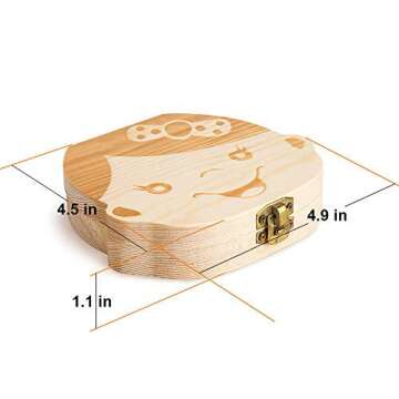 Baby Tooth Box ,Wooden Kids Keepsake Organizer for Baby Teeth, Cute Children Tooth Container with Tweezers and lanugo Bottle to Keep the Childhood Memory (Girl)