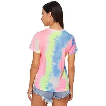 Verdusa Women's Vibrant Short Sleeve Tie Dye Tee Shirt