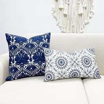 Slow Cow Geometric Rose Embroidery Throw Pillow Cover 18x18