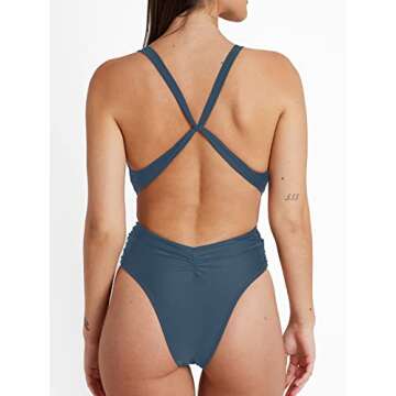 CUPSHE One Piece Women Swimsuit Deep V Neck Stylish Bathing Suit