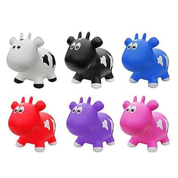 Farm Hoppers Award Winning Inflatable Toddler Safe Bouncing Pink Cow Plus Pump